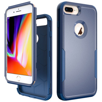 Cubix Capsule Back Cover For Apple iPhone 8 Plus / iPhone 7 Plus Shockproof Dust Drop Proof 3-Layer Full Body Protection Rugged Heavy Duty Durable Cover Case (Navy Blue)