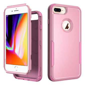 Cubix Capsule Back Cover For Apple iPhone 8 Plus / iPhone 7 Plus Shockproof Dust Drop Proof 3-Layer Full Body Protection Rugged Heavy Duty Durable Cover Case (Pink)
