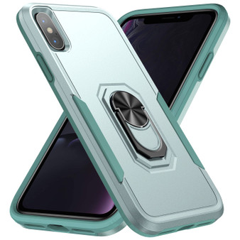 Cubix Defender Back Cover For Apple iPhone XS MAX Shockproof Dust Drop Proof 2-Layer Full Body Protection Rugged Heavy Duty Ring Cover Case (Aqua)