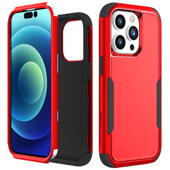 Cubix Capsule Back Cover For Apple iPhone 15 Pro Max Shockproof Dust Drop Proof 3-Layer Full Body Protection Rugged Heavy Duty Durable Cover Case (Red)
