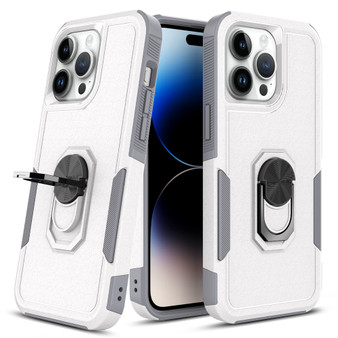 Cubix Mystery Case for Apple iPhone 15 Pro Max Military Grade Shockproof with Metal Ring Kickstand for Apple iPhone 15 Pro Max Phone Case - White