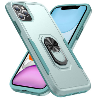 Cubix Defender Back Cover For Apple iPhone 11 Pro Max Shockproof Dust Drop Proof 2-Layer Full Body Protection Rugged Heavy Duty Ring Cover Case (Aqua)