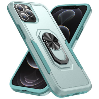 Cubix Defender Back Cover For Apple iPhone 12 Pro Max (6.7 Inch) Shockproof Dust Drop Proof 2-Layer Full Body Protection Rugged Heavy Duty Ring Cover Case (Aqua)