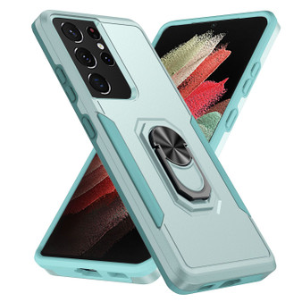 Cubix Defender Back Cover For Samsung Galaxy S21 Ultra Shockproof Dust Drop Proof 2-Layer Full Body Protection Rugged Heavy Duty Ring Cover Case (Aqua)