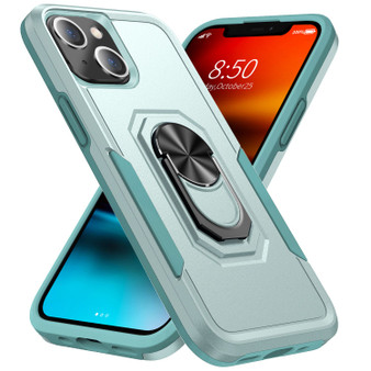Cubix Defender Back Cover For Apple iPhone 13 Shockproof Dust Drop Proof 2-Layer Full Body Protection Rugged Heavy Duty Ring Cover Case (Aqua)