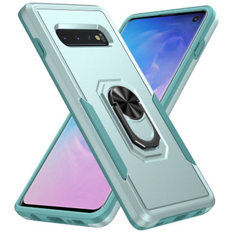 Cubix Defender Back Cover For Samsung Galaxy S10 Shockproof Dust Drop Proof 2-Layer Full Body Protection Rugged Heavy Duty Ring Cover Case (Aqua)