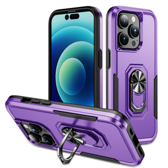 Cubix Defender Back Cover For Apple iPhone 14 Pro Max Shockproof Dust Drop Proof 2-Layer Full Body Protection Rugged Heavy Duty Ring Cover Case (Purple)