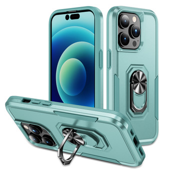 Cubix Defender Back Cover For Apple iPhone 15 Pro Shockproof Dust Drop Proof 2-Layer Full Body Protection Rugged Heavy Duty Ring Cover Case (Aqua)