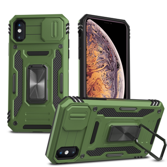 Cubix Artemis Series Back Cover for Apple iPhone XS / iPhone X (5.8 Inch) Case with Stand & Slide Camera Cover Military Grade Drop Protection Case for Apple iPhone XS / iPhone X (5.8 Inch) (Olive Green) 