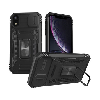 Cubix Artemis Series Back Cover for Apple iPhone XR Case with Stand & Slide Camera Cover Military Grade Drop Protection Case for Apple iPhone XR (Black) 