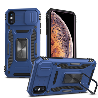 Cubix Artemis Series Back Cover for Apple iPhone XS MAX Case with Stand & Slide Camera Cover Military Grade Drop Protection Case for Apple iPhone XS MAX (Navy Blue) 