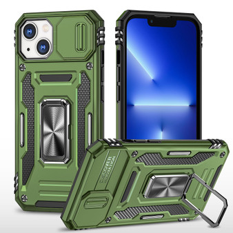 Cubix Artemis Series Back Cover for Apple iPhone 13 Case with Stand & Slide Camera Cover Military Grade Drop Protection Case for Apple iPhone 13 (Olive Green) 