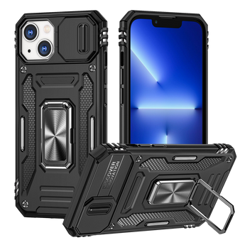Cubix Artemis Series Back Cover for Apple iPhone 13 Case with Stand & Slide Camera Cover Military Grade Drop Protection Case for Apple iPhone 13 (Black) 