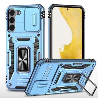 Cubix Artemis Series Back Cover for Samsung Galaxy S22 Case with Stand & Slide Camera Cover Military Grade Drop Protection Case for Samsung Galaxy S22 (Sky Blue) 