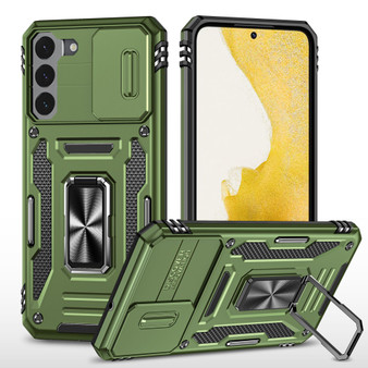 Cubix Artemis Series Back Cover for Samsung Galaxy S22 Case with Stand & Slide Camera Cover Military Grade Drop Protection Case for Samsung Galaxy S22 (Olive Green) 