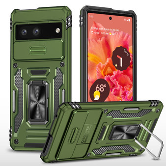 Cubix Artemis Series Back Cover for Google Pixel 7 Case with Stand & Slide Camera Cover Military Grade Drop Protection Case for Google Pixel 7 (Olive Green) 