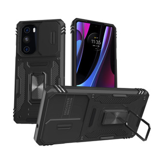 Cubix Artemis Series Back Cover for Motorola Edge 30 Pro Case with Stand & Slide Camera Cover Military Grade Drop Protection Case for Motorola Edge 30 Pro (Black) 