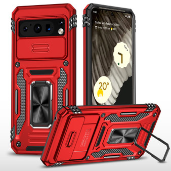 Cubix Artemis Series Back Cover for Google Pixel 8 Pro Case with Stand & Slide Camera Cover Military Grade Drop Protection Case for Google Pixel 8 Pro (Red) 