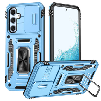 Cubix Artemis Series Back Cover for Samsung Galaxy A34 5G Case with Stand & Slide Camera Cover Military Grade Drop Protection Case for Samsung Galaxy A34 5G (Sky Blue) 