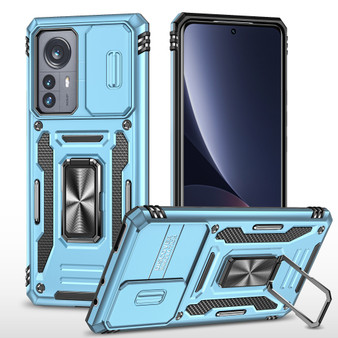 Cubix Artemis Series Back Cover for Xiaomi 12 Pro Case with Stand & Slide Camera Cover Military Grade Drop Protection Case for Xiaomi 12 Pro (Sky Blue) 