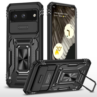 Cubix Artemis Series Back Cover for Google Pixel 8 Case with Stand & Slide Camera Cover Military Grade Drop Protection Case for Google Pixel 8 (Black) 