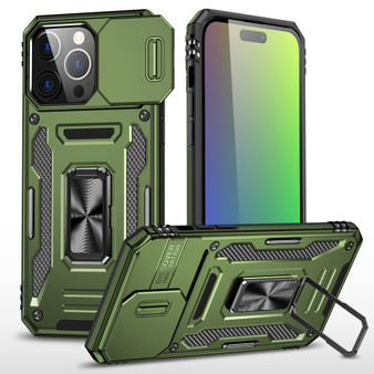 Cubix Artemis Series Back Cover for Apple iPhone 15 Pro Max Case with Stand & Slide Camera Cover Military Grade Drop Protection Case for Apple iPhone 15 Pro Max (Olive Green) 