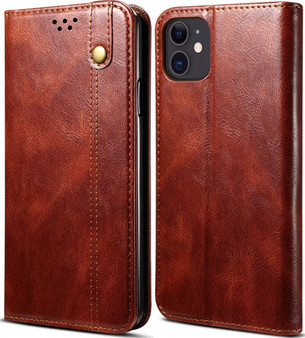 Cubix Flip Cover for Apple iPhone 11  Handmade Leather Wallet Case with Kickstand Card Slots Magnetic Closure for Apple iPhone 11 (Brown)