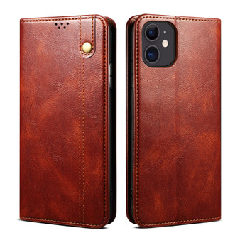 Cubix Flip Cover for Apple iPhone 12 mini (5.4 Inch)  Handmade Leather Wallet Case with Kickstand Card Slots Magnetic Closure for Apple iPhone 12 mini (5.4 Inch) (Brown)