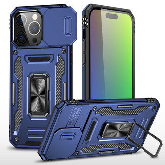 Cubix Artemis Series Back Cover for Apple iPhone 15 Pro Case with Stand & Slide Camera Cover Military Grade Drop Protection Case for Apple iPhone 15 Pro (Navy Blue) 