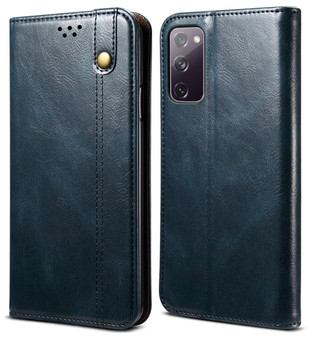 Cubix Flip Cover for Samsung Galaxy S20 FE / S20 FE 5G  Handmade Leather Wallet Case with Kickstand Card Slots Magnetic Closure for Samsung Galaxy S20 FE / S20 FE 5G (Navy Blue)