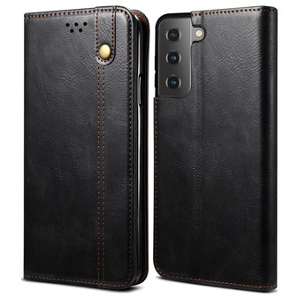 Cubix Flip Cover for Samsung Galaxy S21  Handmade Leather Wallet Case with Kickstand Card Slots Magnetic Closure for Samsung Galaxy S21 (Black)