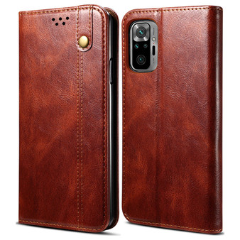 Cubix Flip Cover for Redmi Note 10 Pro / Pro Max  Handmade Leather Wallet Case with Kickstand Card Slots Magnetic Closure for Redmi Note 10 Pro / Pro Max (Brown)