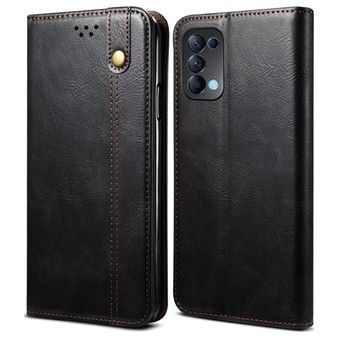 Cubix Flip Cover for Oppo Reno 5 Pro 5G  Handmade Leather Wallet Case with Kickstand Card Slots Magnetic Closure for Oppo Reno 5 Pro 5G (Black)