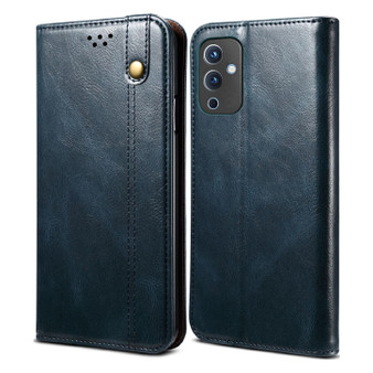 Cubix Flip Cover for OnePlus 9 5G  Handmade Leather Wallet Case with Kickstand Card Slots Magnetic Closure for OnePlus 9 5G (Navy Blue)