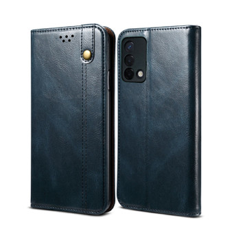 Cubix Flip Cover for OPPO F19  Handmade Leather Wallet Case with Kickstand Card Slots Magnetic Closure for OPPO F19 (Navy Blue)