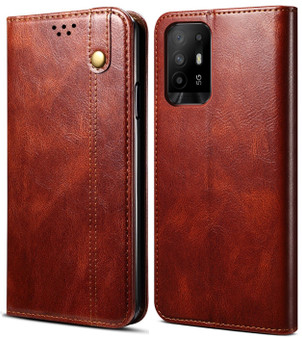 Cubix Flip Cover for Oppo F19 Pro Plus / Pro+  Handmade Leather Wallet Case with Kickstand Card Slots Magnetic Closure for Oppo F19 Pro Plus / Pro+ (Brown)