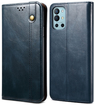 Cubix Flip Cover for OnePlus 9R 5G  Handmade Leather Wallet Case with Kickstand Card Slots Magnetic Closure for OnePlus 9R 5G (Navy Blue)