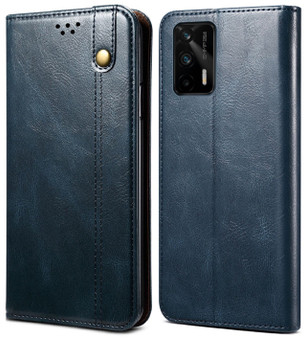 Cubix Flip Cover for Realme X7 Max 5G / Realme GT 5G  Handmade Leather Wallet Case with Kickstand Card Slots Magnetic Closure for Realme X7 Max 5G / Realme GT 5G (Navy Blue)