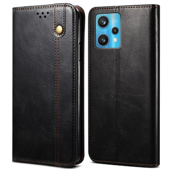 Cubix Flip Cover for Realme 9 Pro+ / Plus  Handmade Leather Wallet Case with Kickstand Card Slots Magnetic Closure for Realme 9 Pro+ / Plus (Black)