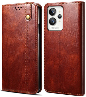 Cubix Flip Cover for realme GT 2 Pro  Handmade Leather Wallet Case with Kickstand Card Slots Magnetic Closure for realme GT 2 Pro (Brown)