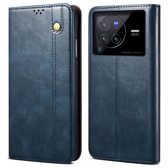 Cubix Flip Cover for vivo X80 Pro  Handmade Leather Wallet Case with Kickstand Card Slots Magnetic Closure for vivo X80 Pro (Navy Blue)