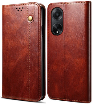 Cubix Flip Cover for OPPO F23 5G  Handmade Leather Wallet Case with Kickstand Card Slots Magnetic Closure for OPPO F23 5G (Brown)