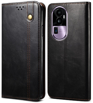 Cubix Flip Cover for Oppo Reno 10 Pro Plus / Pro+  Handmade Leather Wallet Case with Kickstand Card Slots Magnetic Closure for Oppo Reno 10 Pro Plus / Pro+ (Black)