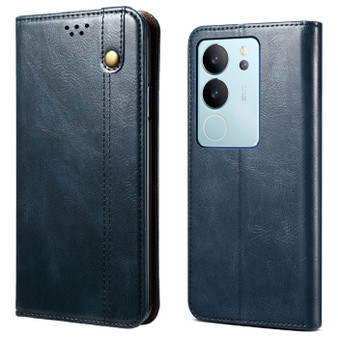 Cubix Flip Cover for vivo V29 / vivo V29 Pro  Handmade Leather Wallet Case with Kickstand Card Slots Magnetic Closure for vivo V29 / vivo V29 Pro (Navy Blue)