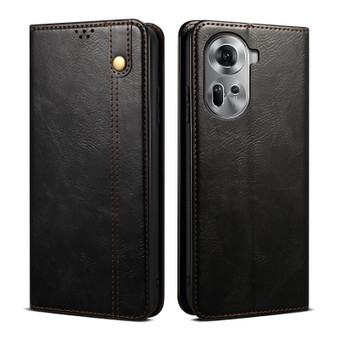 Cubix Flip Cover for Oppo Reno 11 / Reno11  Handmade Leather Wallet Case with Kickstand Card Slots Magnetic Closure for Oppo Reno 11 / Reno11 (Black)