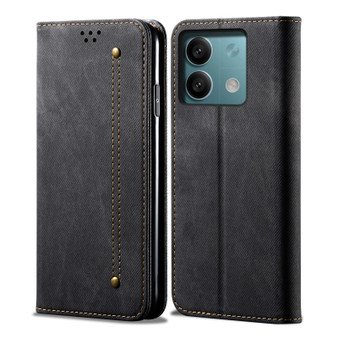 Cubix Denim Flip Cover for Redmi Note 13 Pro Case Premium Luxury Slim Wallet Folio Case Magnetic Closure Flip Cover with Stand and Credit Card Slot (Black)