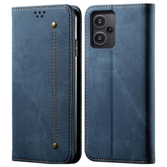 Cubix Denim Flip Cover for Redmi Note 13 Pro Plus / Pro+ Case Premium Luxury Slim Wallet Folio Case Magnetic Closure Flip Cover with Stand and Credit Card Slot (Blue)