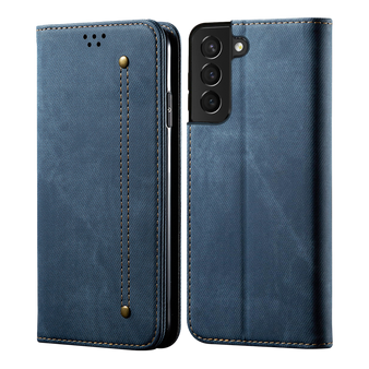 Cubix Denim Flip Cover for Samsung Galaxy S21 Plus Case Premium Luxury Slim Wallet Folio Case Magnetic Closure Flip Cover with Stand and Credit Card Slot (Blue)