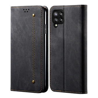 Cubix Denim Flip Cover for Samsung Galaxy M42 Case Premium Luxury Slim Wallet Folio Case Magnetic Closure Flip Cover with Stand and Credit Card Slot (Black)