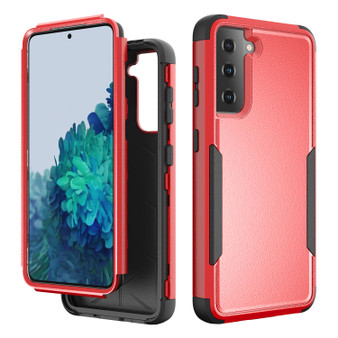 Cubix Capsule Back Cover For Samsung Galaxy S21 Shockproof Dust Drop Proof 3-Layer Full Body Protection Rugged Heavy Duty Durable Cover Case (Red)
